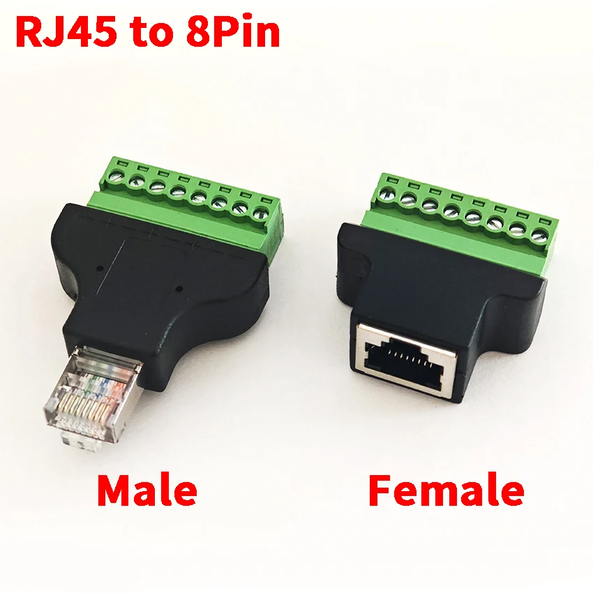 

1pc RJ45 to Screw Terminal Block 8p Connector Ethernet rj45 Male Female to 8pin Screw Terminal Network Adapter Cable