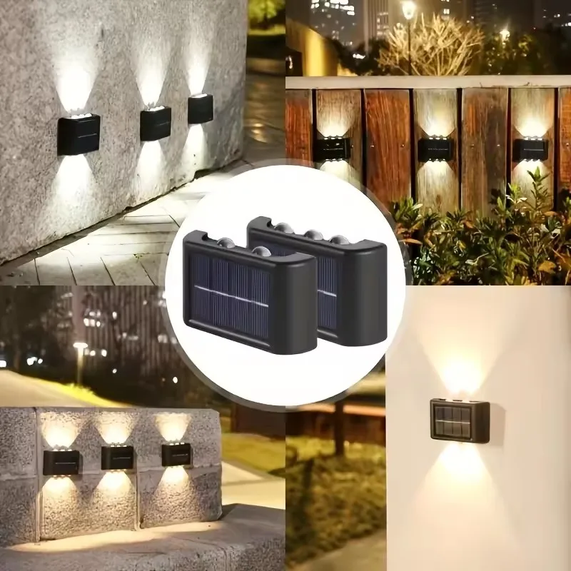 

2/4/6/10LEDs Solar Wall Lamp Yard Street Decor Light Outdoor Waterproof Up and Down Luminous Lighting Garden Landscape Lamp