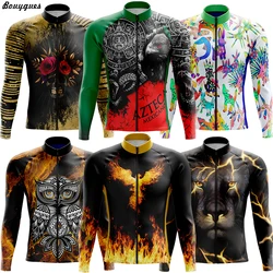 2024 New Team Cycling Jersey Set Long Sleeve Mountain Bike Cycling Clothing Breathable MTB Bicycle Clothes Wear for Mans