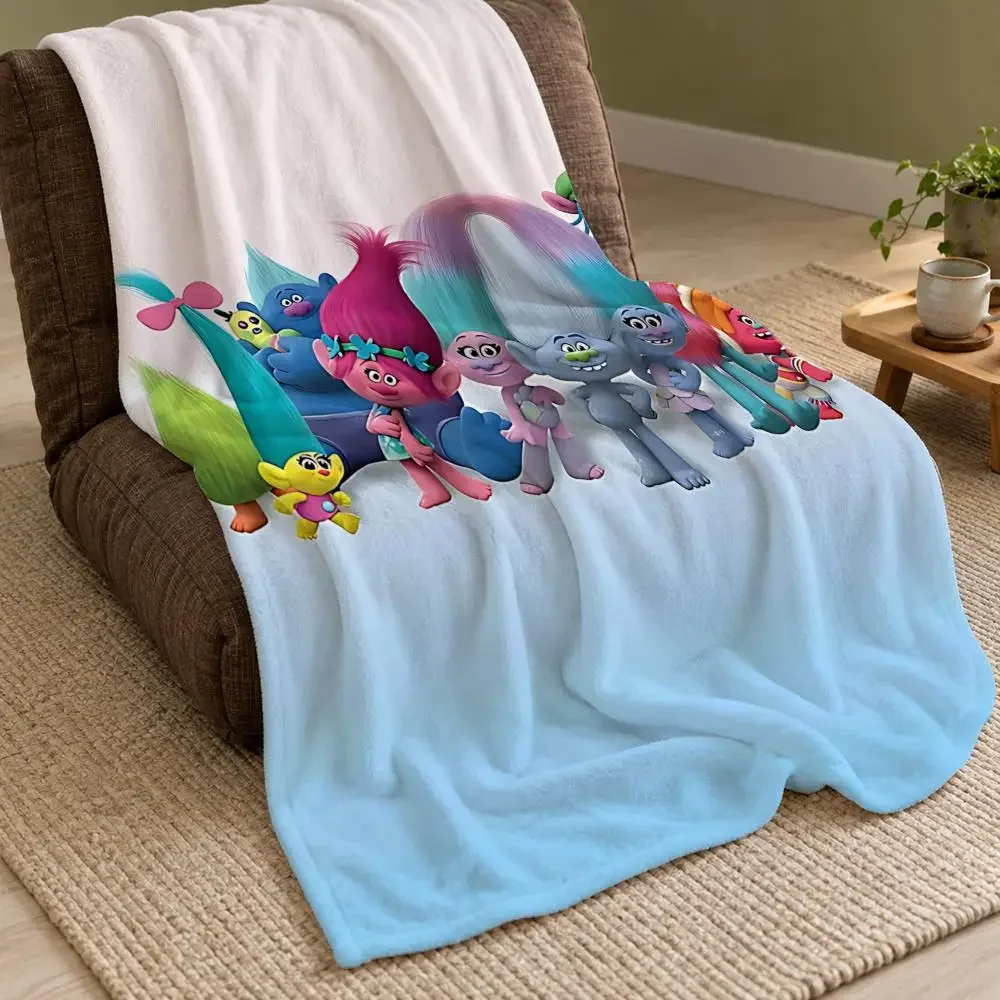 T-Trolls Cartoon Throw Double Sided Flannel Throw Blanket Soft Warm Washable Home Decor