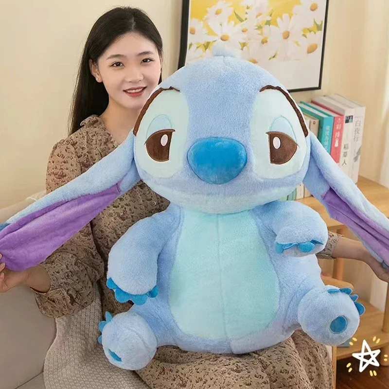 30-75CM New Disney Lilo & Stitch Doll Cartoon Angel Plush Toy Cute Anime Soft Stuffed Kawaii Companion Children's Birthday Gift