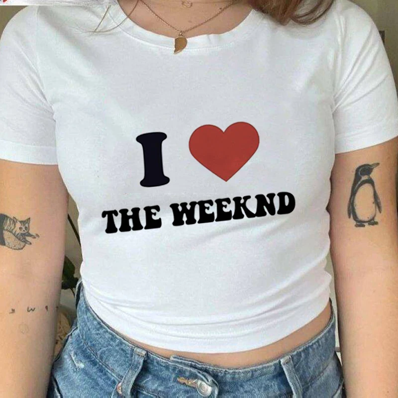 Women Y2k Clothes The Weeknd Xo T-shirt Aesthetic Vintage Tops Fairy Grunge Graphic T Shirts Slim Short Sleeve Crop Top