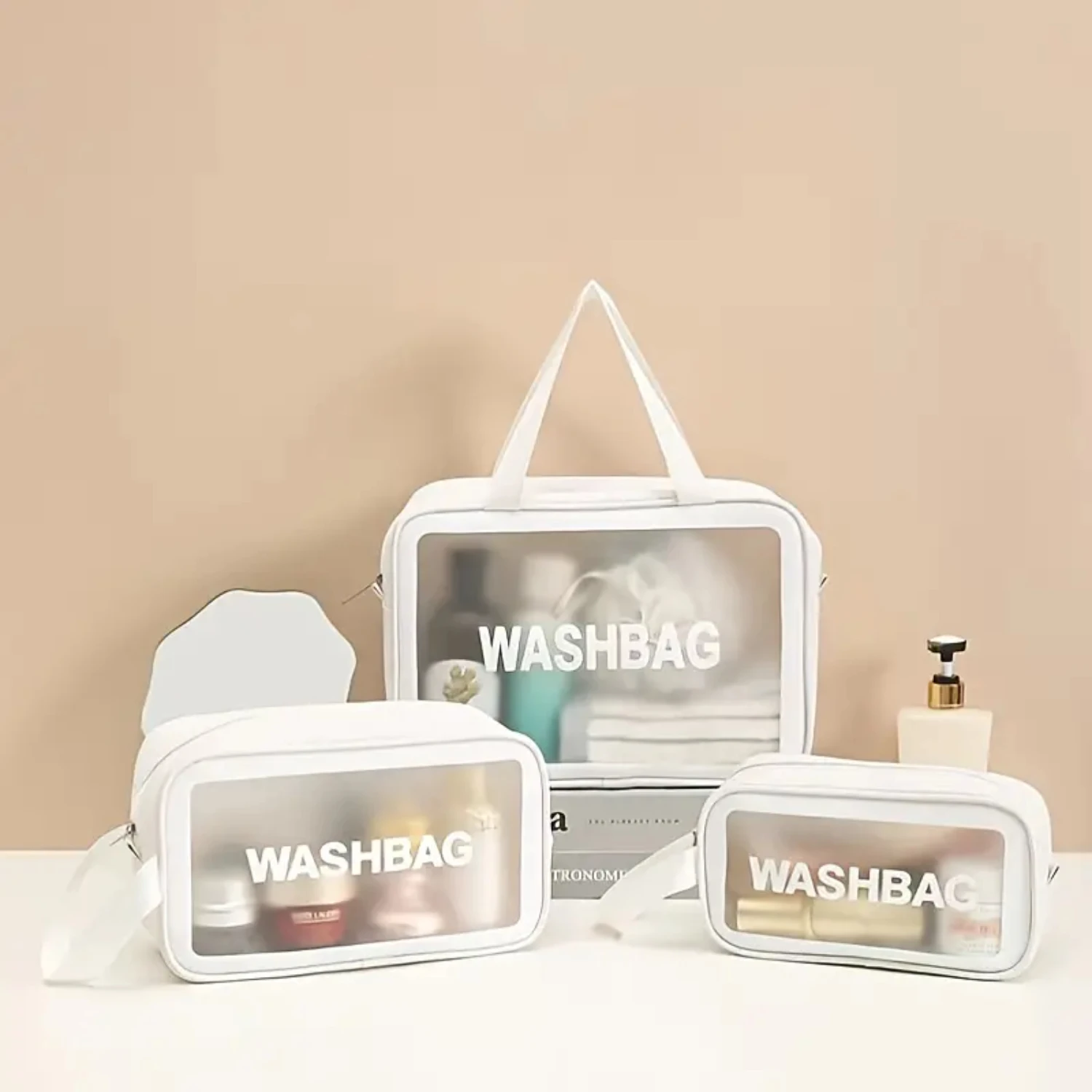 Waterproof and Clear Large Capacity Portable Toiletry Bag for Women and Men - Ideal for Organizing Daily Necessities, Skincare P