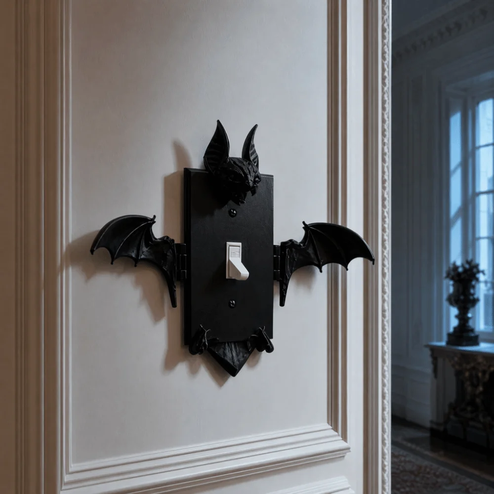 3D Printed Bat Light Switch Guard Covers Creative Movable Switch Frame Cover Gothic Style Plastic Switch Panels Decorative