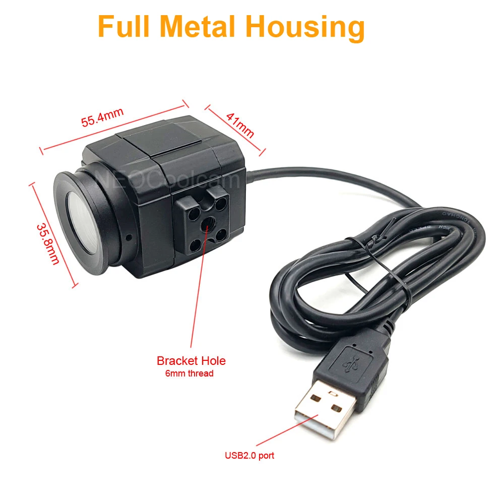 NEOCoolcam HD 4K Autofocus USB Webcam 3264 x 2448 15fps MJPEG UVC 8MP IMX179 Video Live PC Camera Mini Metal Body Black