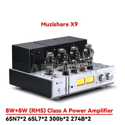 Muzishare X9 Combined Single Ended Class A Vacuum Tube Machine Power Amplifier 300B 8W + 8W 110V / 220V