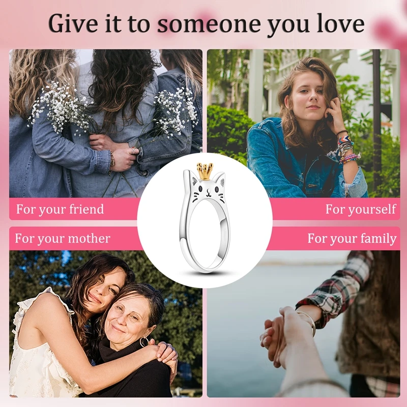 Original 925 Sterling Silver Sparkling Cat Ring For Women Girls Jewelry Birthday Anniversary Gifts view 6
