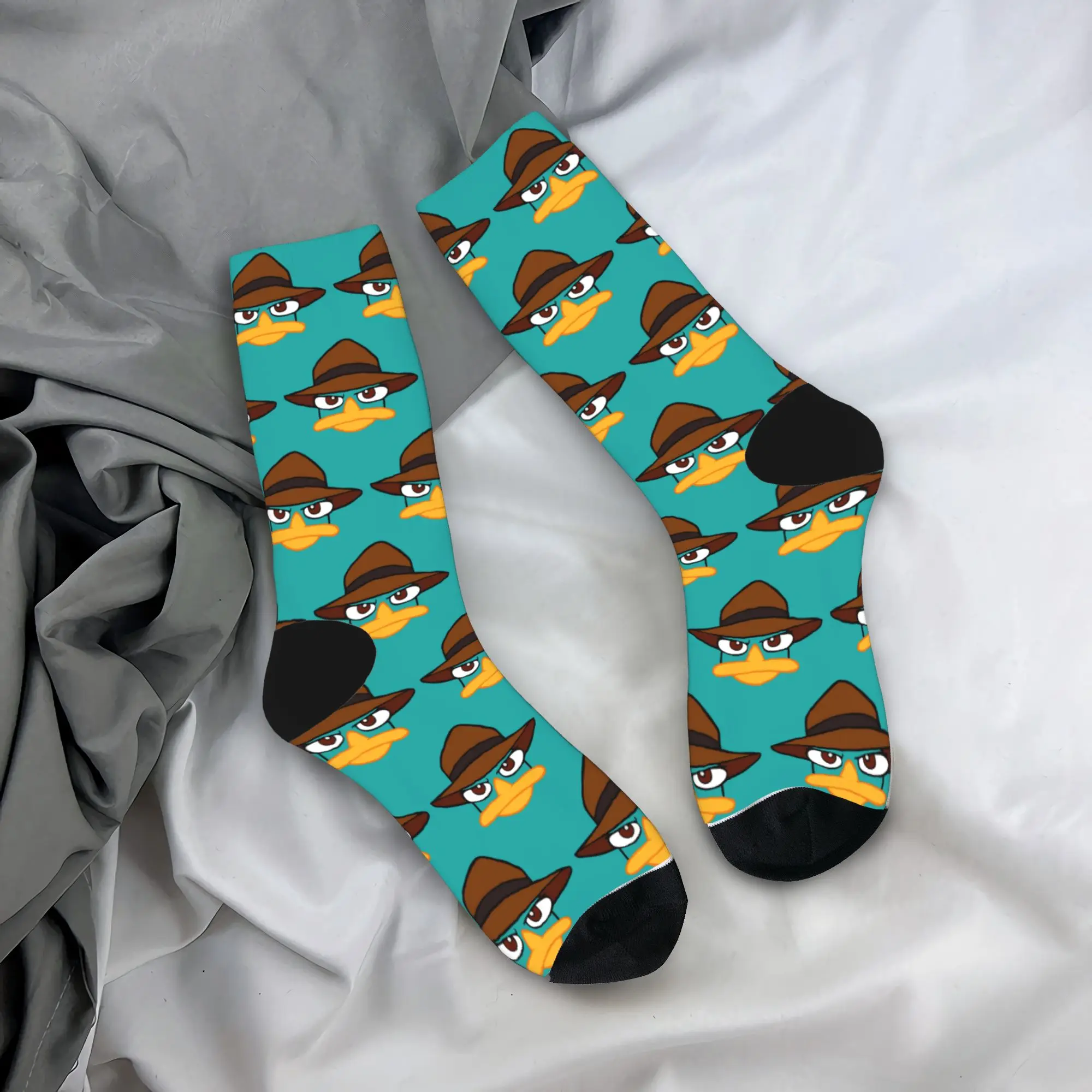 Adults Men Socks Perry The Platypus Agent P Stockings Winter Funny Comfortable Socks Graphic Skateboard Non-Slip Socks