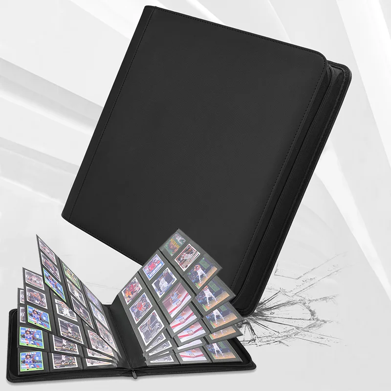 

9 Pocket Card Binder Double-Sided Loading Card Fold PU Cover Zip Binder For Cards Storage Carry 360 Trading Card Holder Book