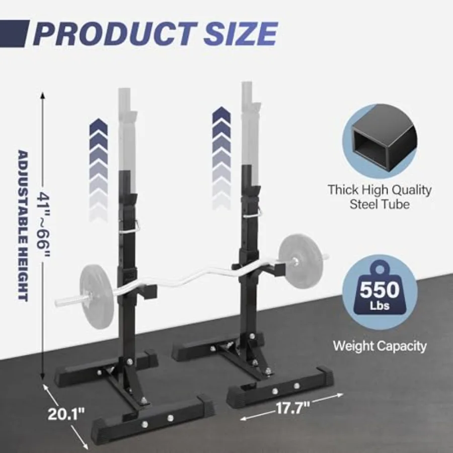 F2C زوج رف القرفصاء القابل للتعديل 41 "-66" قوي الصلب الحديد مقاعد البدلاء الصحافة حامل الصالة الرياضية/المنزل الصالة الرياضية المحمولة الدمبل رفوف حامل ماكس 55