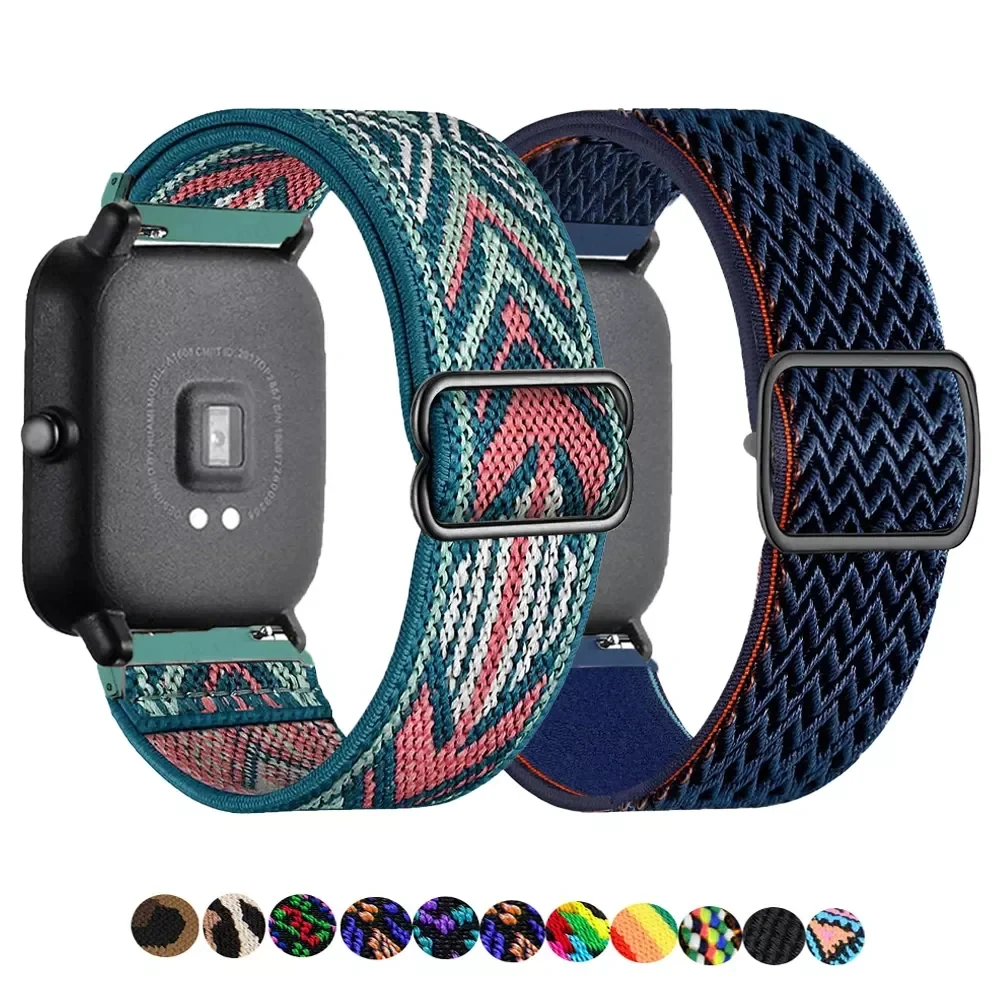 Nylon Elastic band For Amazfit gts-gtr 4-3-2-2e-mini-pro-Stratos Bohemian Shiny bracelet Balance/bip-U-5-3 pro-S 20mm 22mm Strap