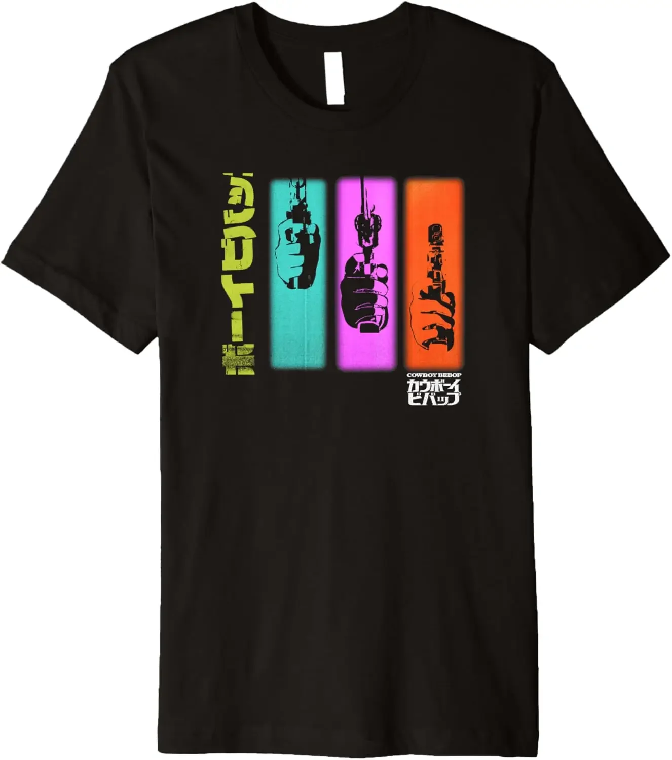 Cowboy Bebop Hand Gun Colorful Panels Premium T-Shirt