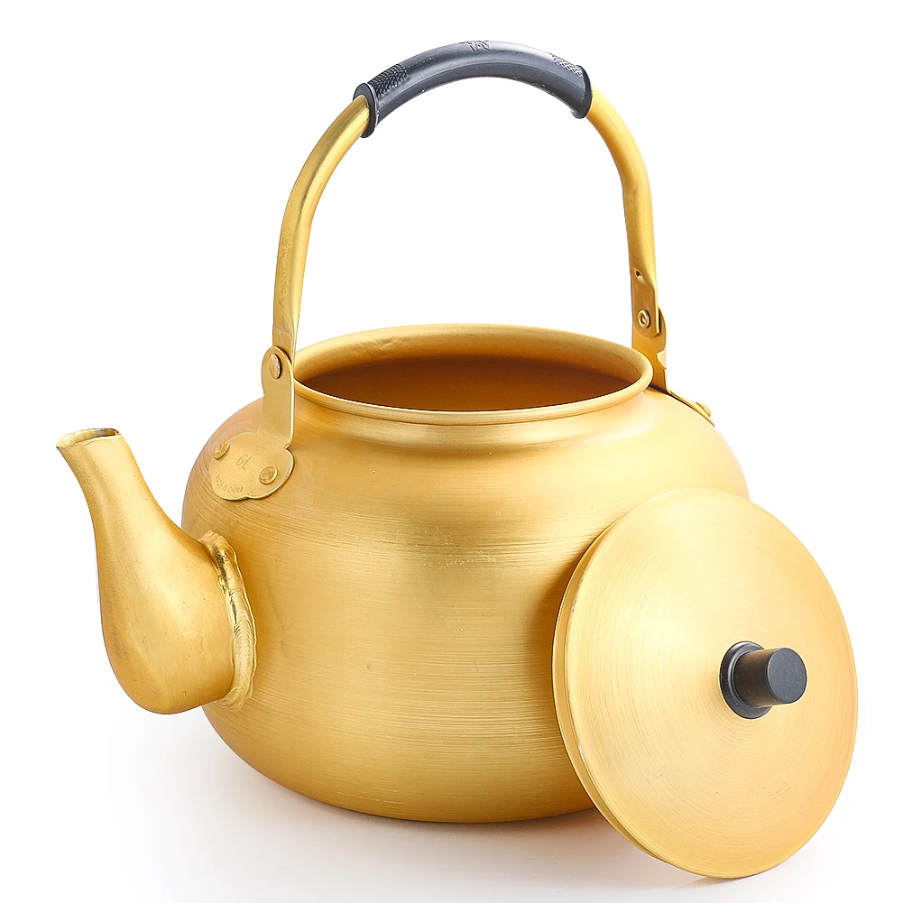 Gold Aluminum Kettle with Handle Large Capacity Teapot Gas Stove Outdoor Camping Coffee Water Pot Picnic Tableware 6L