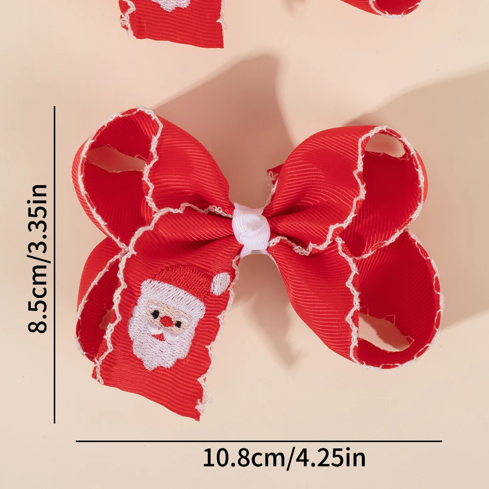 ncmama 2/1PCS Christmas Hair Bow Clips Embroidery Butterfly Bow Hairpins Sweet Girls Ribbon Barrettes Christmas Hair Accessories