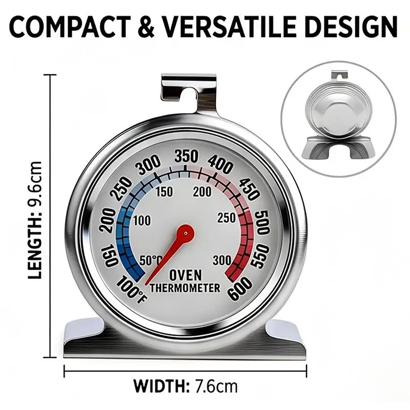 Stainless Steel Oven  Large Dial - Hang Or Stand For Baking BBQ Cooking Meat Food Temperature Measurement
