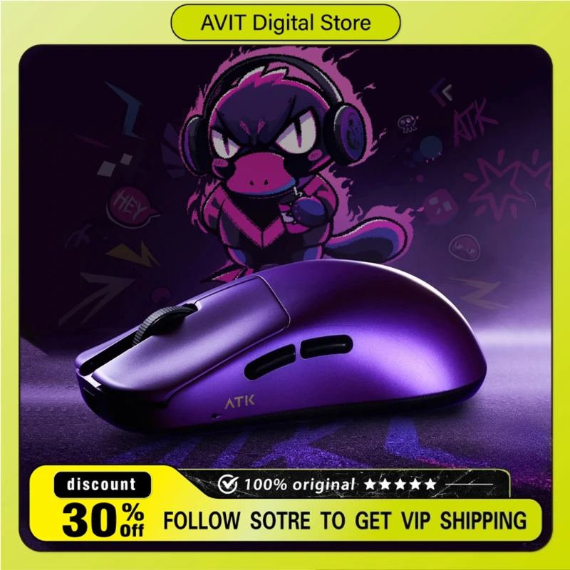 

Мышь ATK Sky Duckbill, беспроводная двухрежимная PAW3950, сверхлегкая эргономичная мышь с длительным сроком службы батареи для киберспорта, геймера, игровая мышь