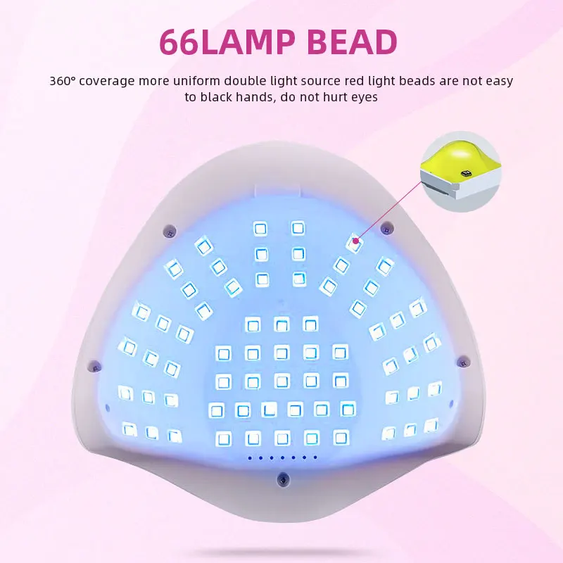 โคมไฟทาเล็บ UV LED 300W X15แสงแดดได้อย่างรวดเร็วเจลอาบน้ำเครื่องเป่าเงาเครื่องเป่าเล็บพร้อมเซ็นเซอร์อัตโนมัติ66ดวงโคมไฟทาเล็บแสง UV