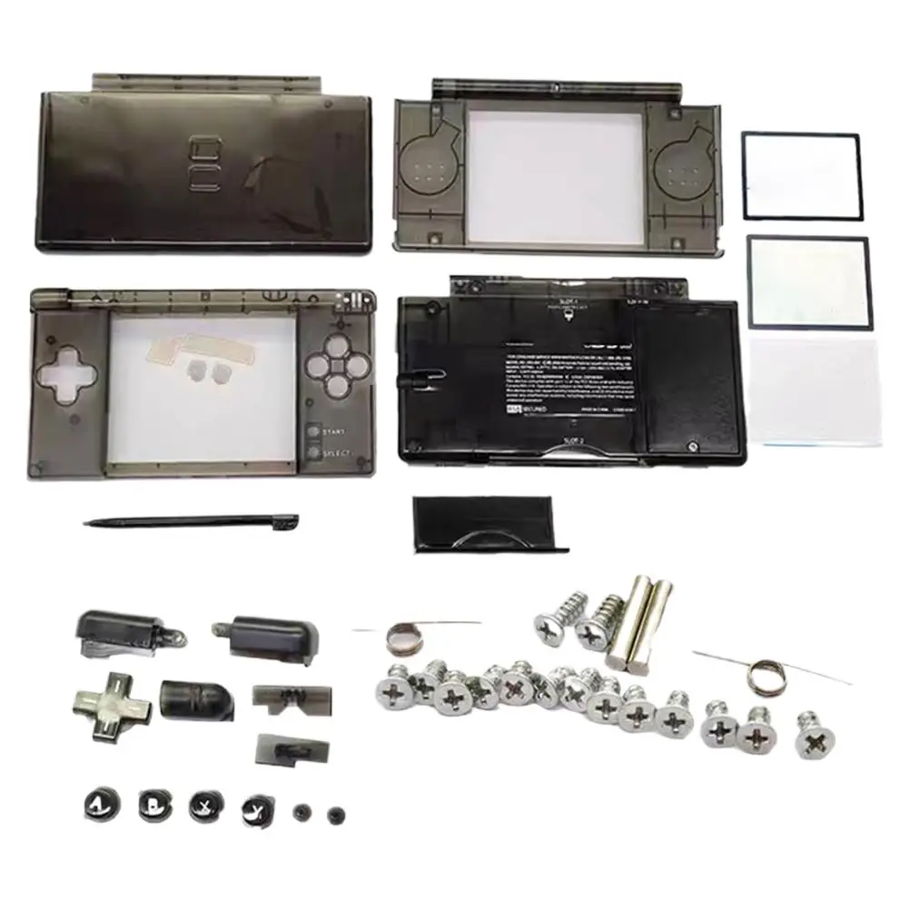 

Запасной полный корпус для Nintendo DS Lite, прозрачный чехол с кнопками, винтами и защитной линзой для экрана, набор для самостоятельного ремонта