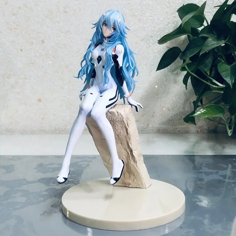 Neon Genesis Evangelion Anime Action Figures, Ayanami Rei, Position assise, Cheveux longs, OligPvc Statue Model, Jouets à collectionner, Cadeaux