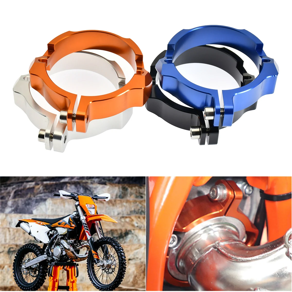 For GasGas 2021-2023 EC 300 250 EX MC Motorcycle Aluminum Exhaust Flange Guard Protector For KTM Husqvarna TE 250i TE 300i 2023