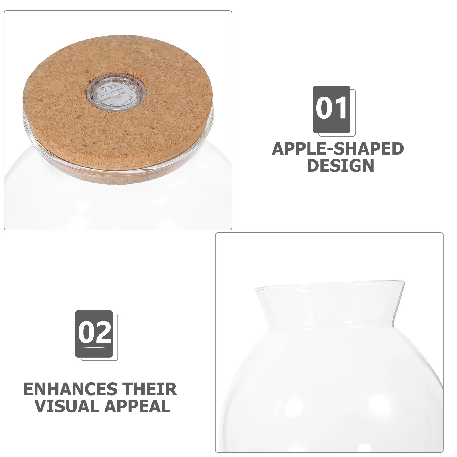 

Borosilicate Glass LED Ecological Bottle Transparent Micro Landscape Bottle with Wooden Lid Simple Design Fish Tank Micro