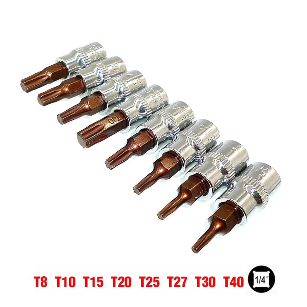 High Performance 8Pcs Screwdriver Bit Set with T8 T10 T15 T20 T25 T27 T30 T40 Professional Grade and Perfect for Repairs