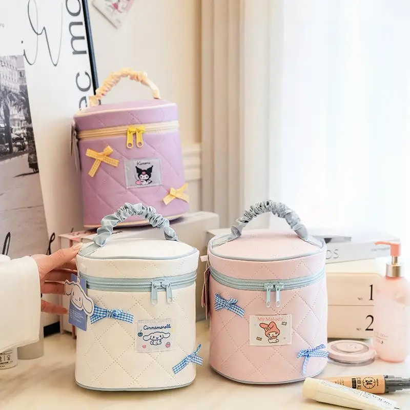 

Sanrio Cartoon Bow Series Simple Makeup Bag Japanese Kuromi Student Portable Storage Bag Girls Kawaii Holiday Gift