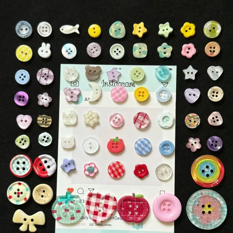 

10pcs Cute Pink Randomly Button Acrylic Mixed Color 2/4-hole Sewing Exquisite DIY Handmade Accessories Decorative Materials