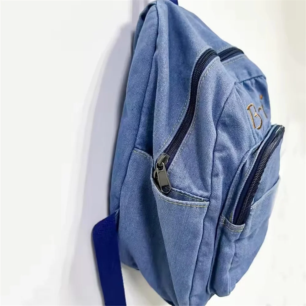 Customized Mini Women's Denim Backpack Personalized Embroidery Name New Fashion Versatile Backpack Unique Gift for Young Ladies