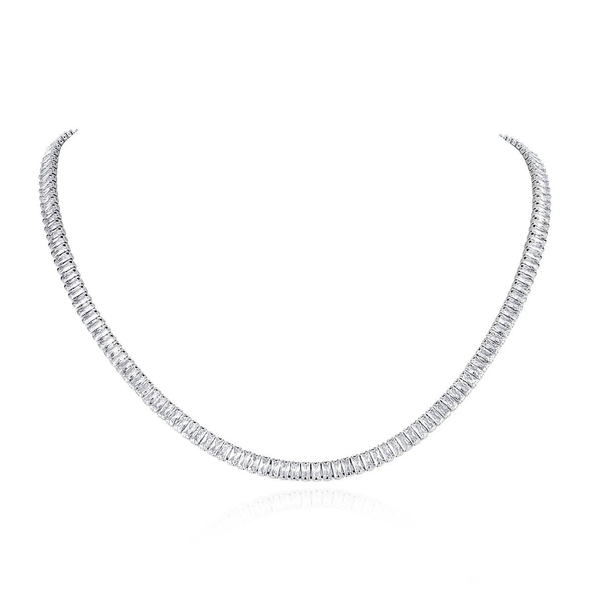 LUOTEEMI Square Cubic Zirconia Charm Tennis Chain for Women Wedding Bridal Fashion Accessories Girl Sexy Summer Party Choker