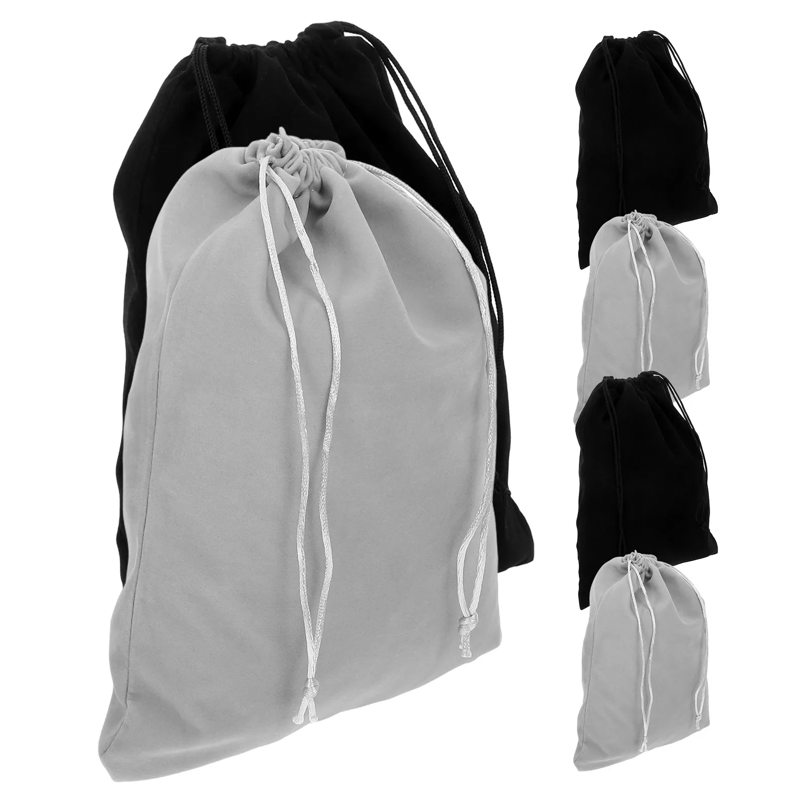 

6PCS Velvet Bags Jewelry Pouch Water Bottle Holder Umbrella Bag Drawstring Pouches Black Gray Set Soft Material Crafted