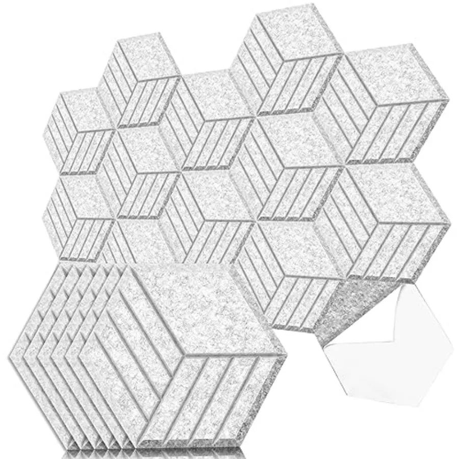 

Art3dwallpanels Self Adhesive Acoustic Panels, 14" X 12" X 0.4" Soundproof Wall Panels, High Density Sound Absorbing Panels Hex