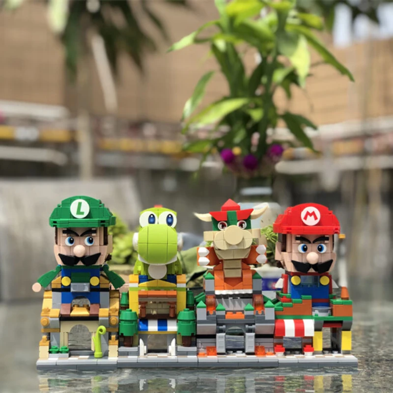 Super Mario Bros Blocks Luigi Buliding Street Collection Blocks Action Toy Figures Assembly Toys Dolls Children birthday present