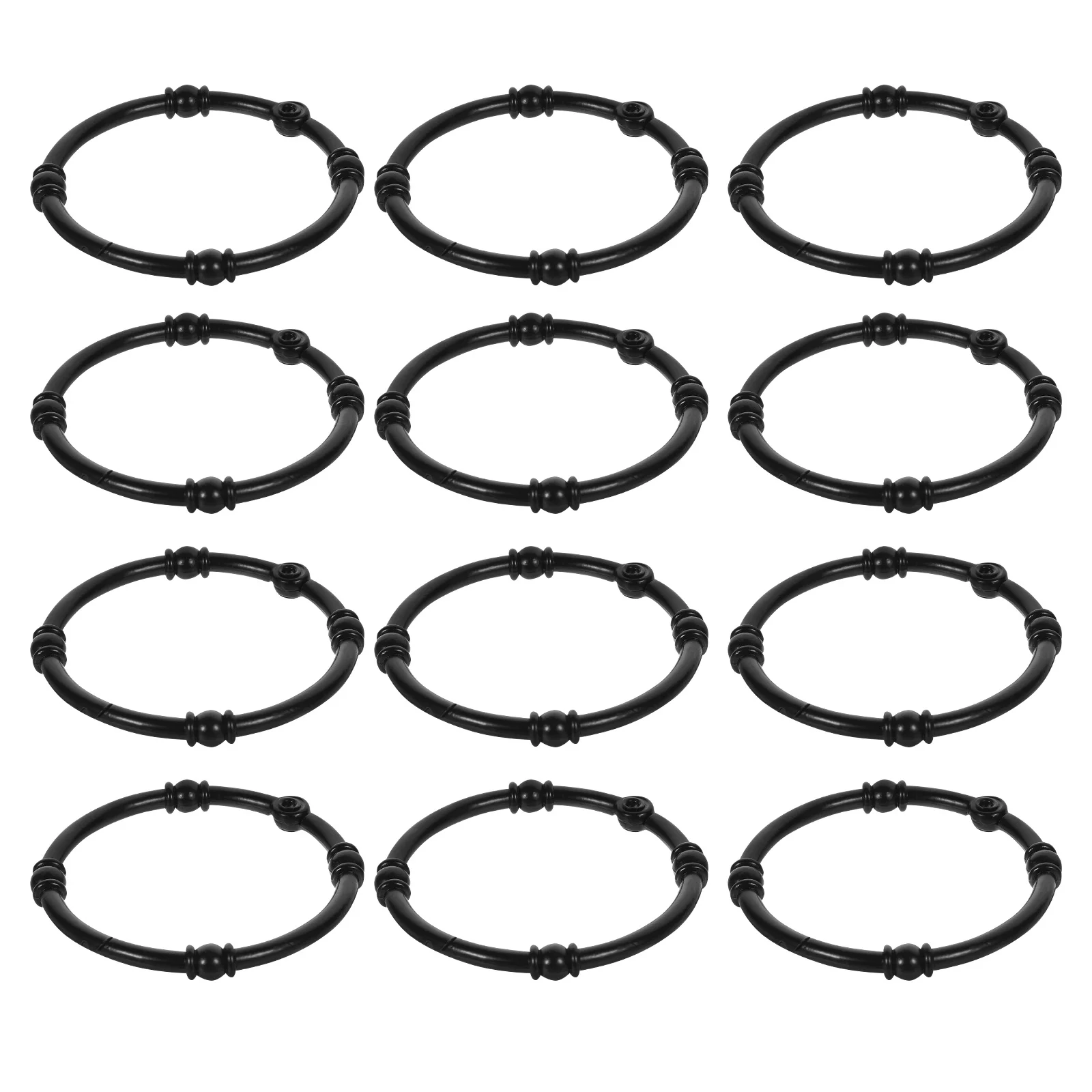 12 قطعة حلقات ستائر الدش من سبائك الزنك خطافات معدنية شديدة التحمل لستائر نافذة الحمام حلقات ستائر سهلة الشريحة