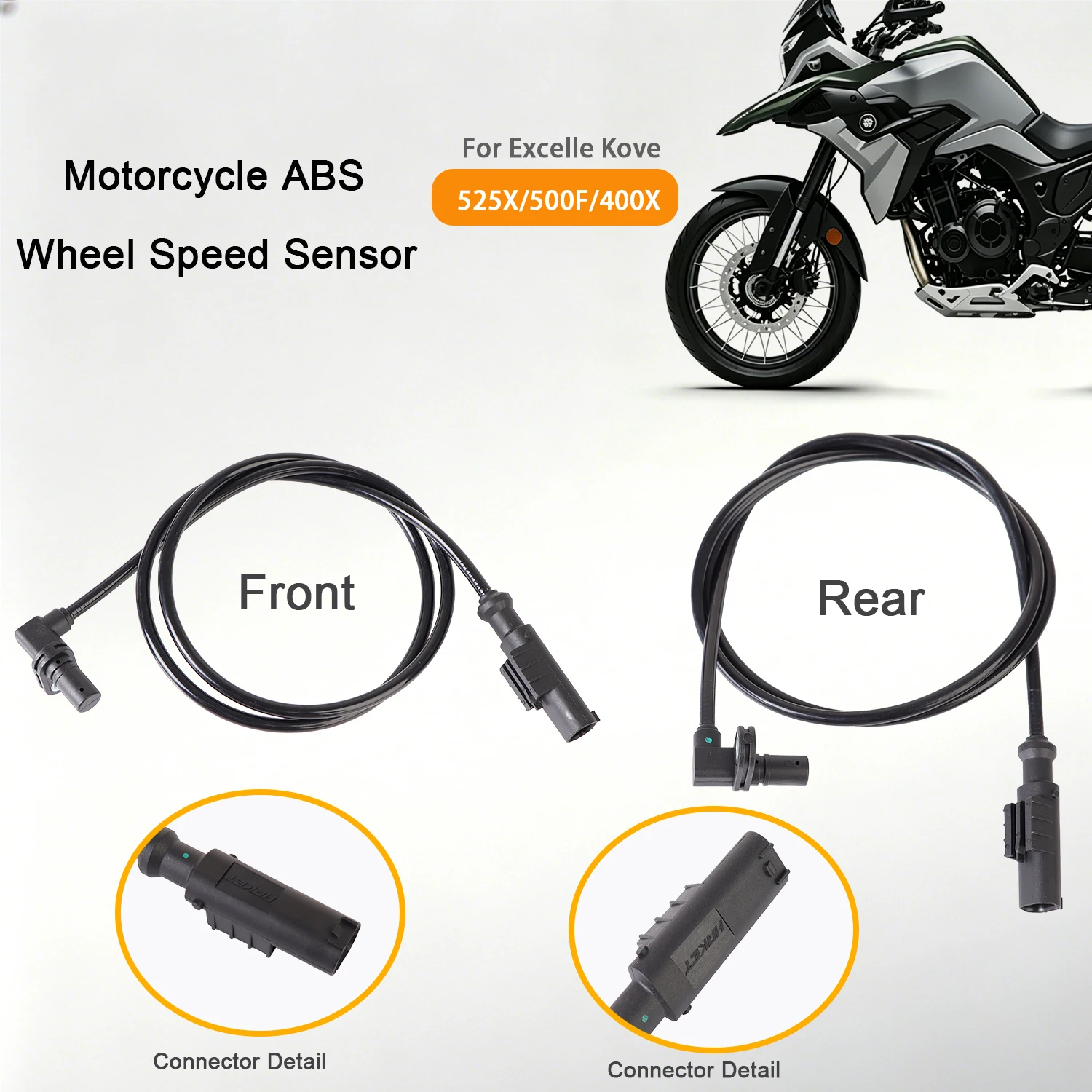 

Motorcycle Front & Rear ABS Wheel Speed Sensor Fits for Excelle Kove 525X 500F 400X Silicone Cord Brake Sensor Accessories ﻿