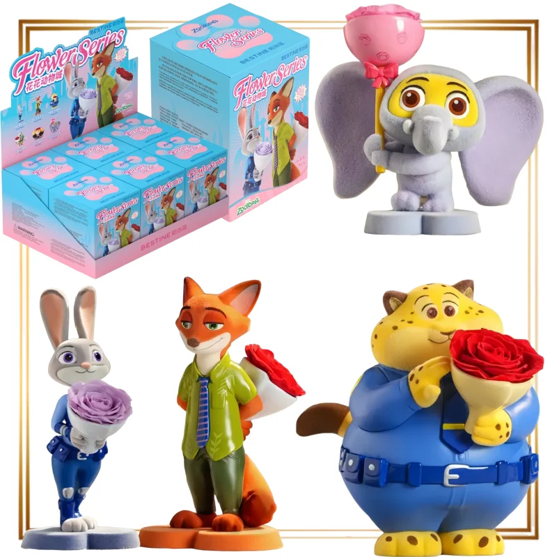 

Официальная аутентичная серия Zootopia, слепая коробка Джуди Ник, вечный цветок, декоративные украшения, праздничные подарки для девочек по периметру