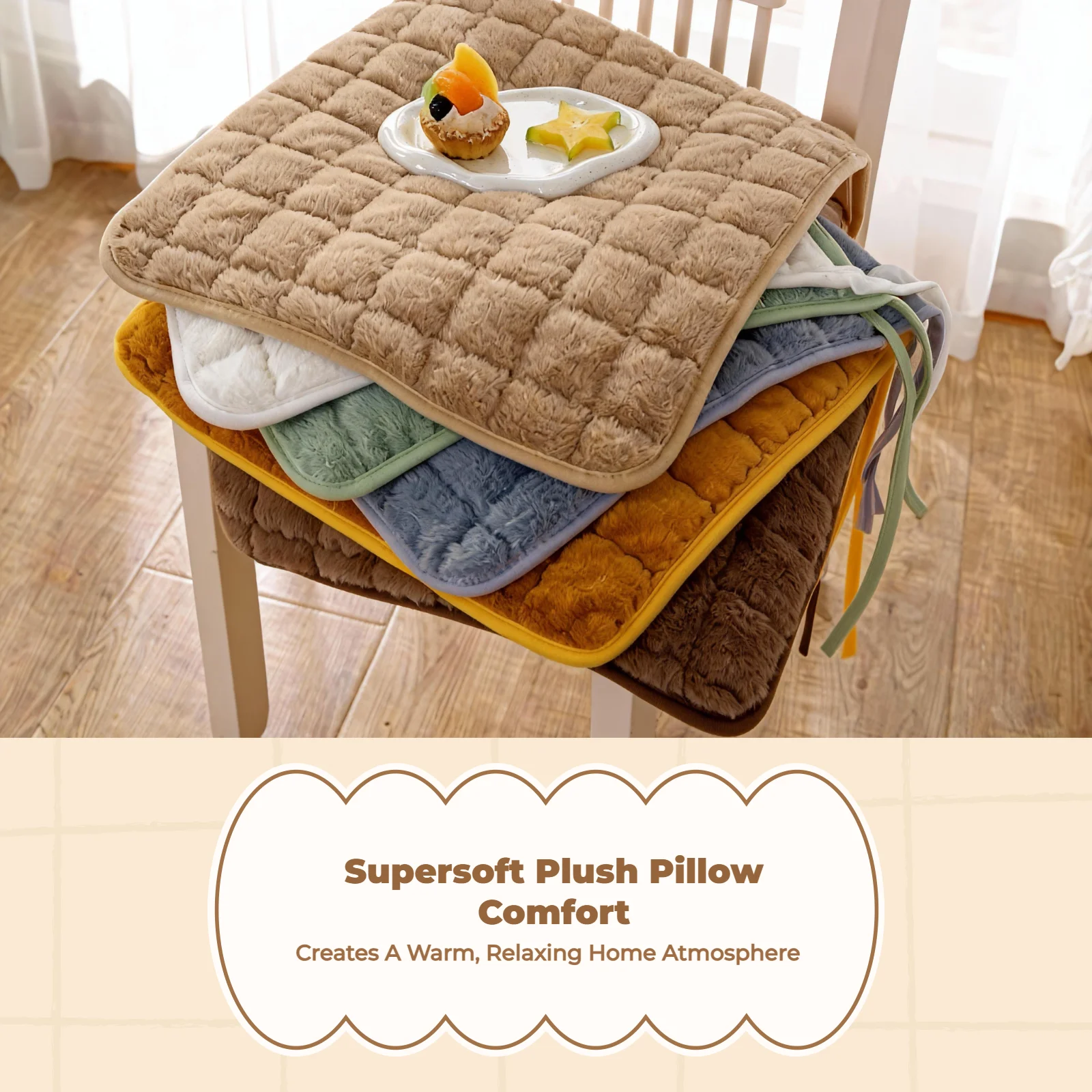 

Толстая плюшевая подушка для сиденья, для офисного кресла и обеденного стула, нескользящая