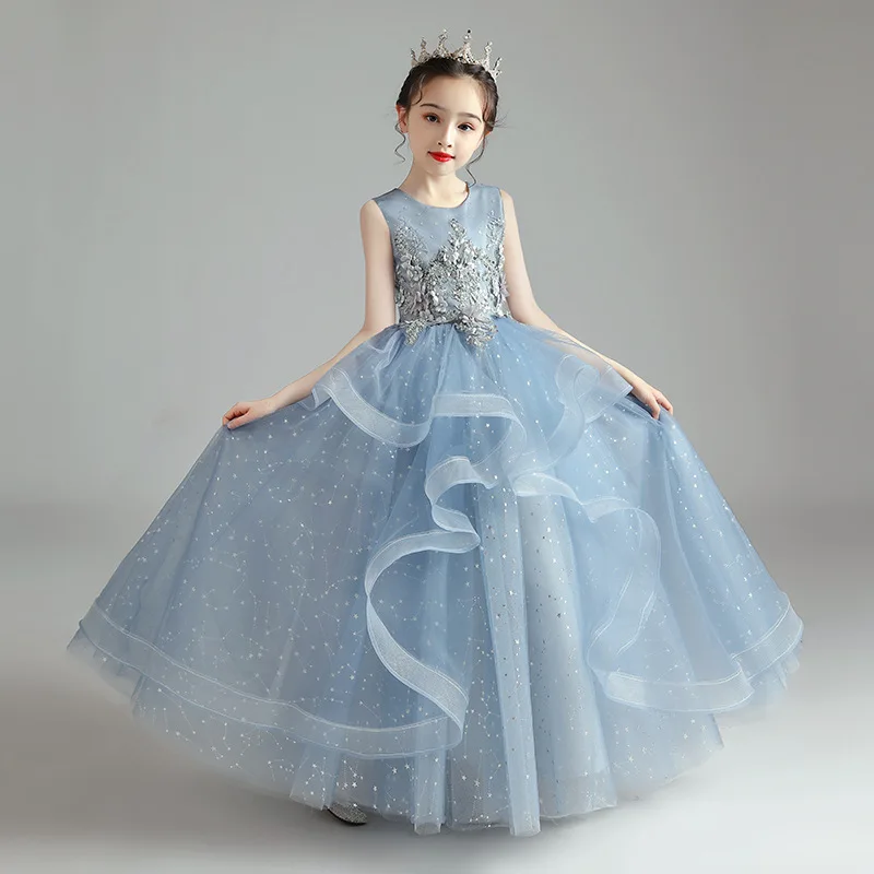 3-8 Year Girls Princess Dress Sequin Lace Tulle Wedding Party Tutu Fluffy Gown For Children Kids Evening Formal Pageant