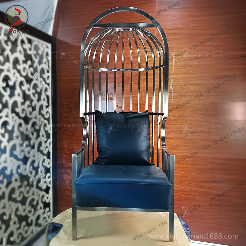 

Stainless steel bird cage single leisure chair European light luxury high back princess chair