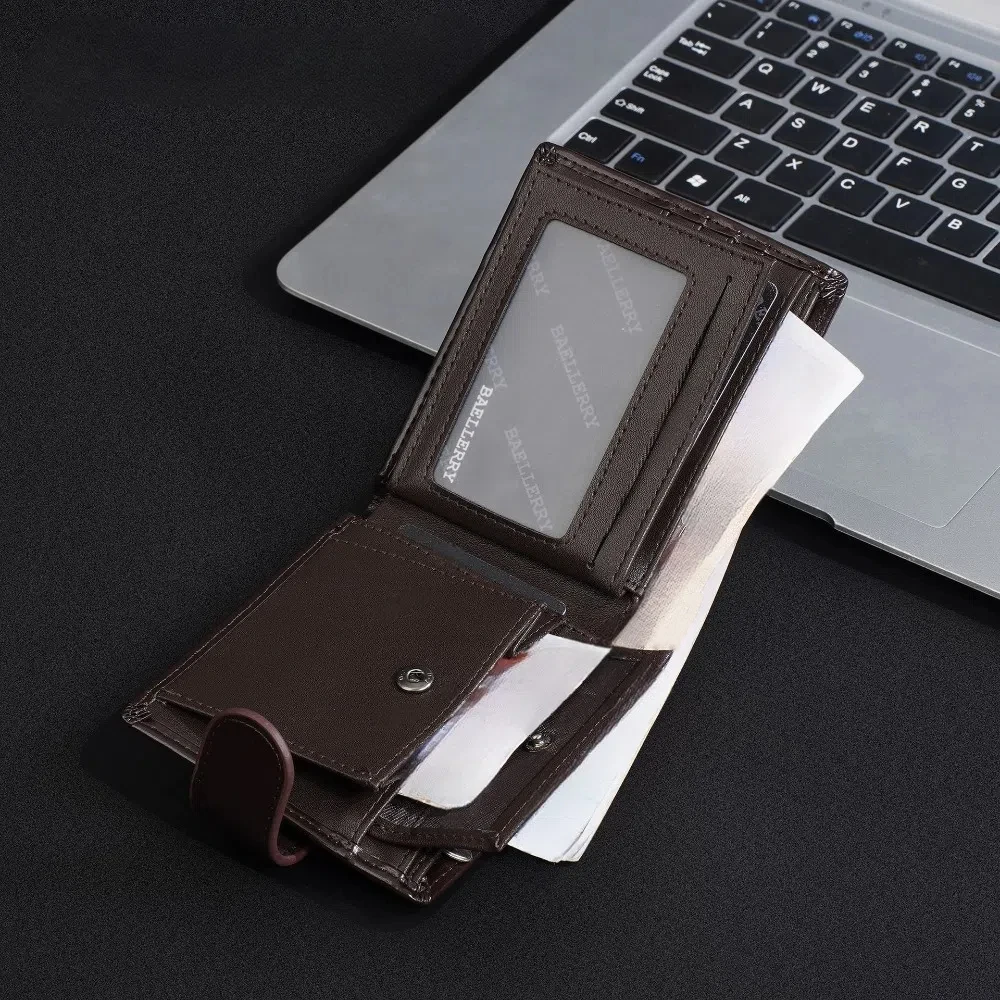 مشبك 2 أضعاف محافظ مع عملة جيب بولي Leather الجلود مكافحة سرقة حقيبة النقدية حافظة بطاقة الائتمان معرف شارة حامل محفظة جلدية الذكور السفر