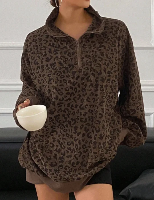 

2025 Women Elegant Leopard Print Lapel Long Sleeve Fashion Casual Office Women's Commuter Style Top Shirt Women Clothing Elegant