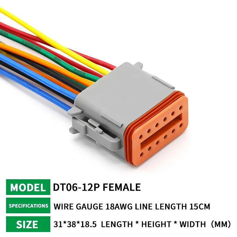 12 Pin DT04-12P DT06-12S Waterproof Connector with 15cm Cable Heavy Duty Electrical Plug Socket for Car, Truck,Motorcycle & Boat T&I Online Store