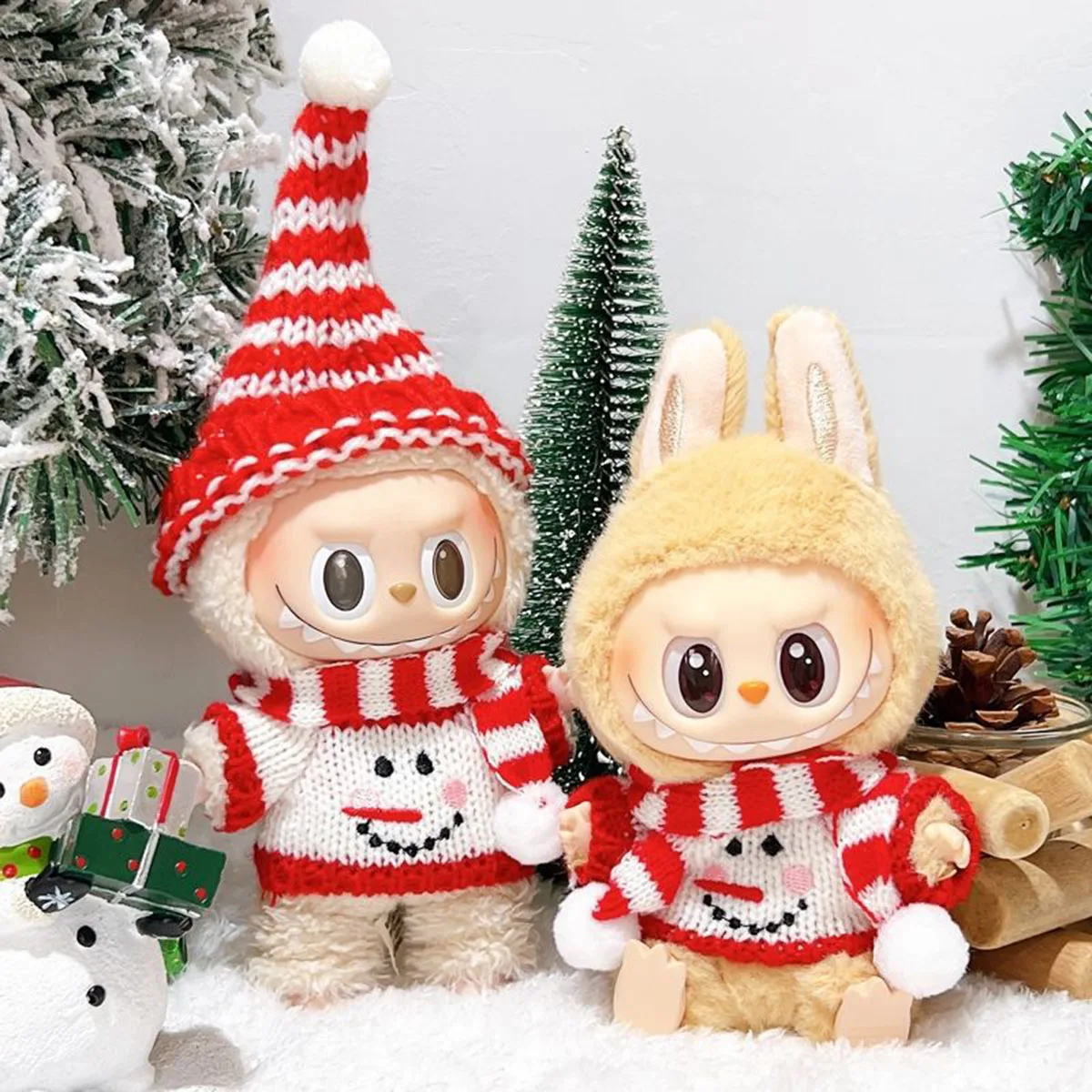 Mini Plush Doll'S Clothes Outfit Accessories For Labubu Idol V1 V2 Christmas Suit Clothing Gift