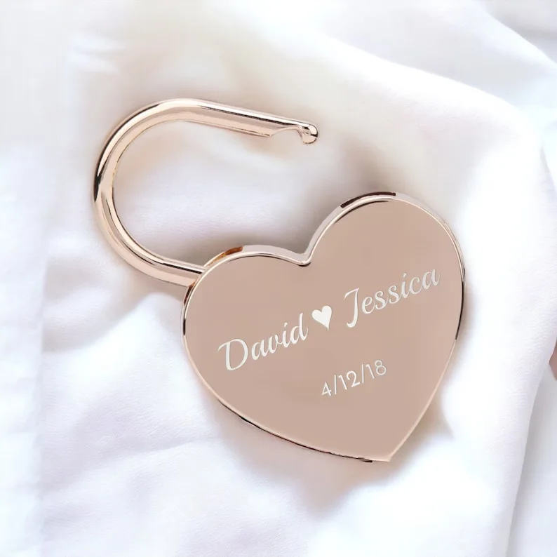 Custom Engraved Heart Love Lock Personalized Names Message Padlock for Lovers Forever Love Lock for Bridge Wishing Gifts