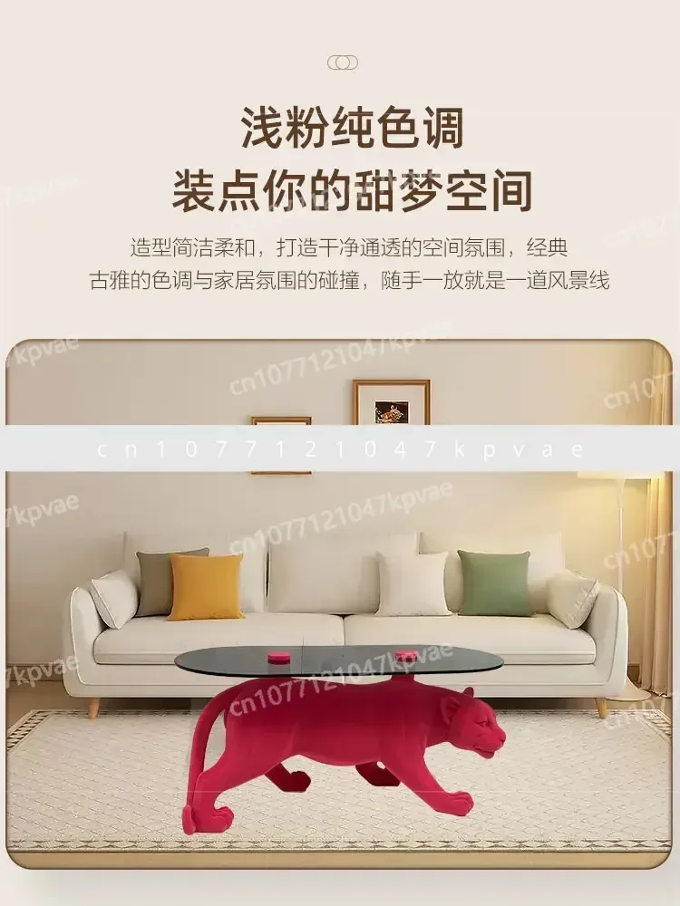 designer creative personality coffee Italian minimalist edge several special-shaped glass animal leopard table home apartment