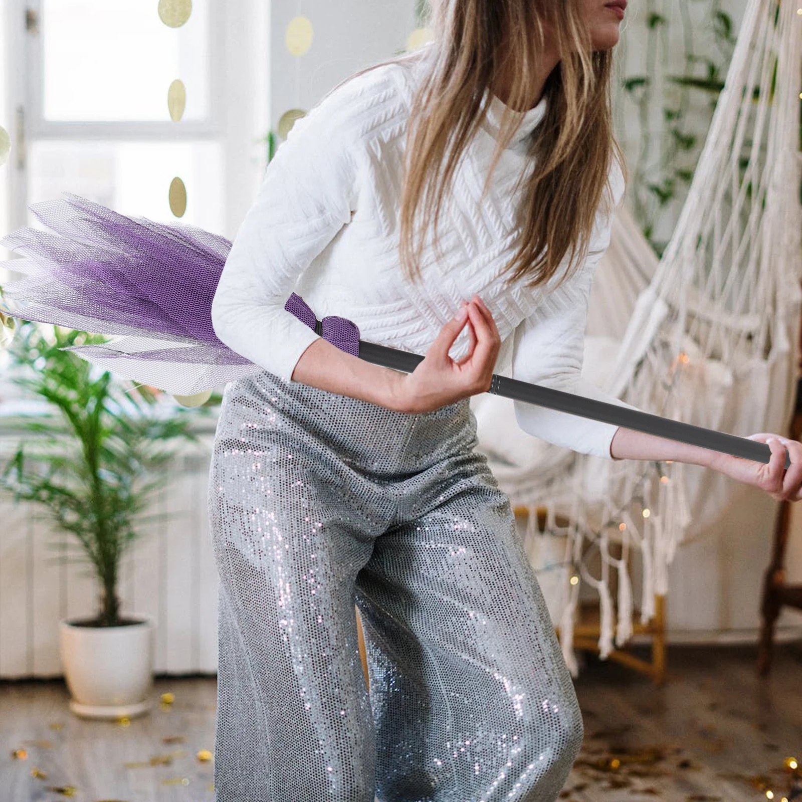 

Witches Broom Decoration Halloween Cosplay Prop Kids Mesh Plastic Net Strong Stability Wear Resistance Workmanship Comfortable