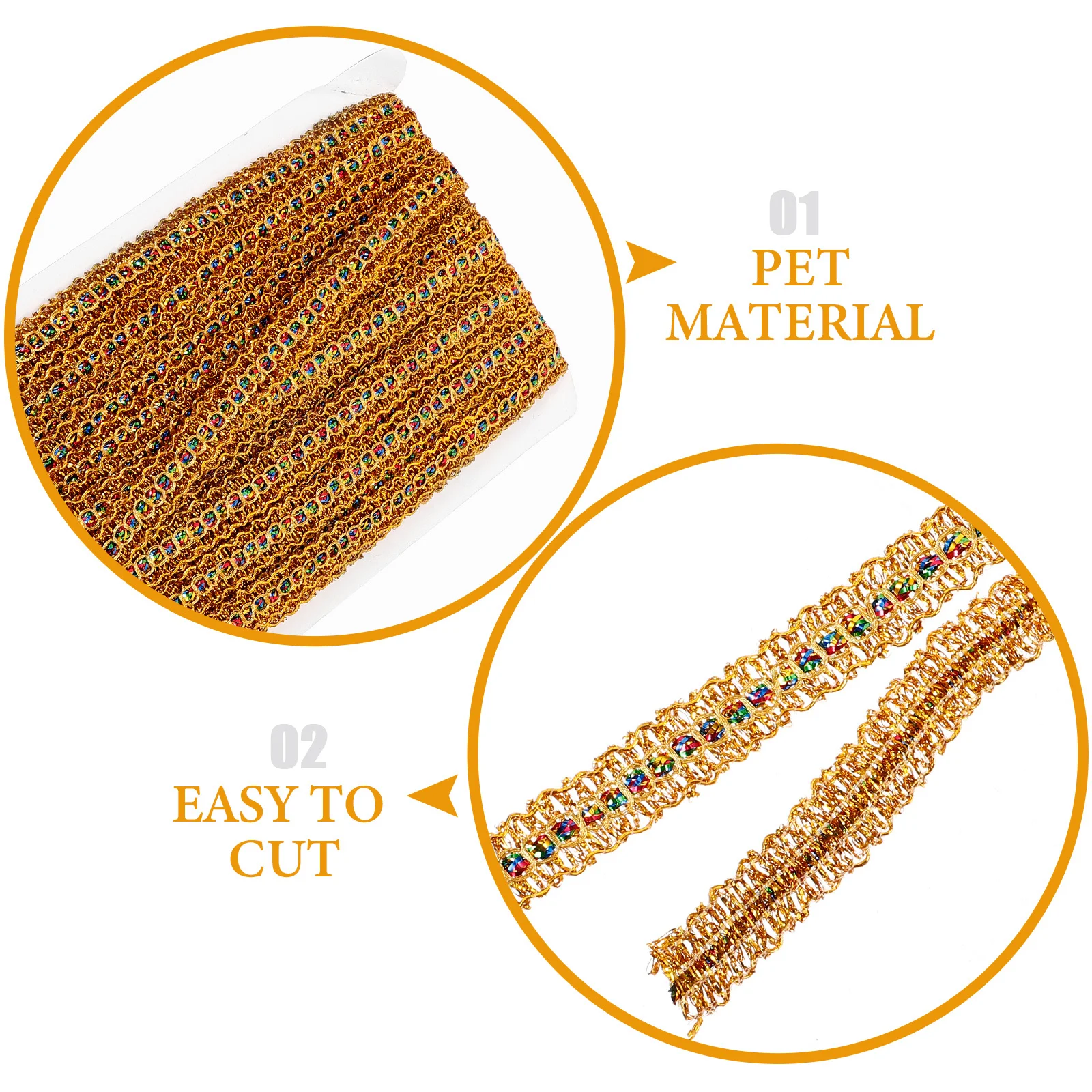 

1 Roll Rainbow Gemstone Thread Lace Trim Decorative Clothing Embellishment DIY Craft Ribbon for Dress Skirt Wedding Curtain