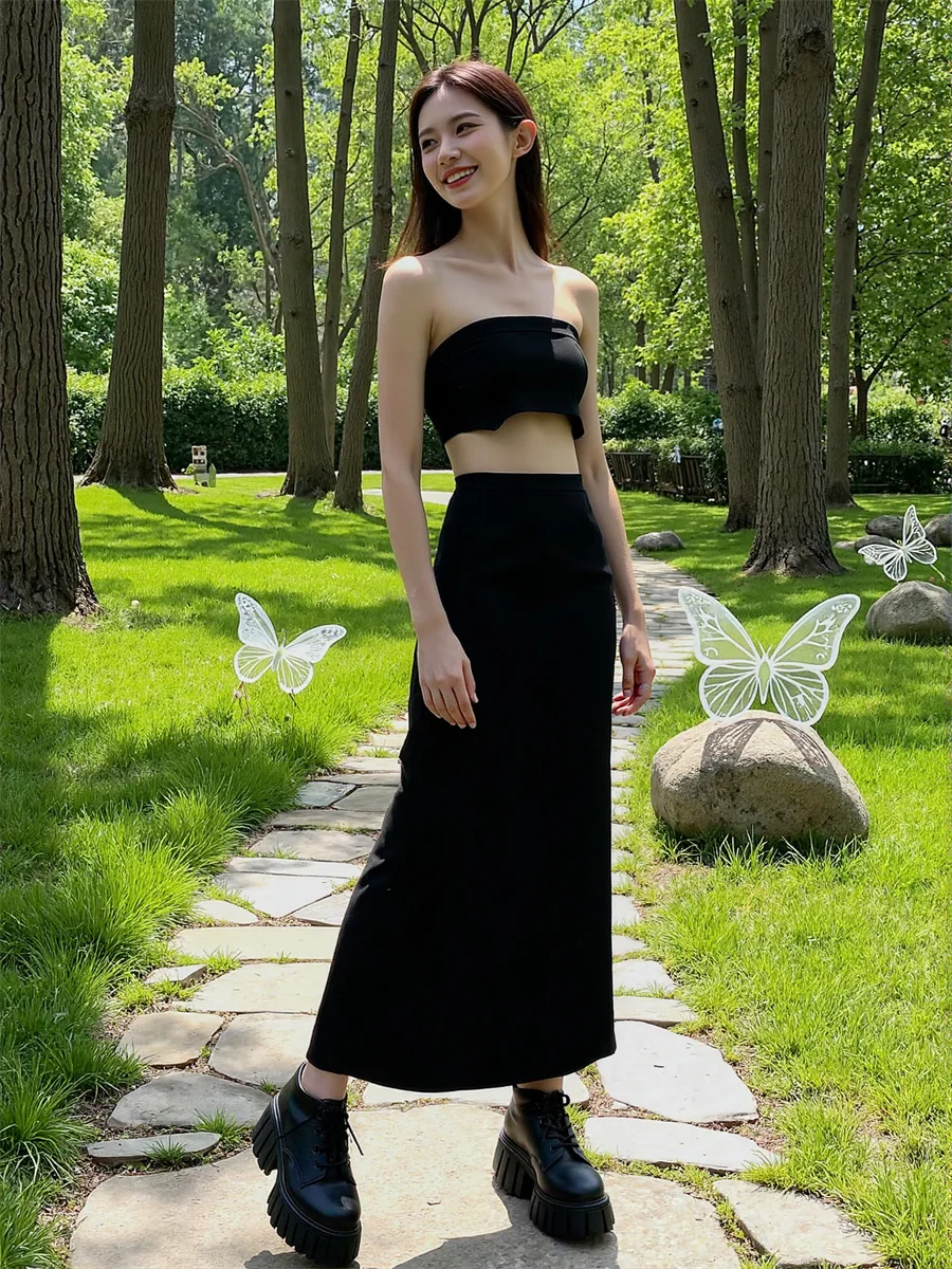 Damesrokken Kantoor Dame Het hele seizoen Rondetail Rok Damesmode Straat Informeel Dagelijks Eenvoudig Basic Student