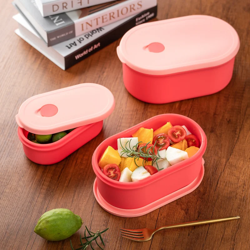 

3PCS/400ml900ml1500ml Microwaveable food-grade silicone oval crisper for bringing meals to work