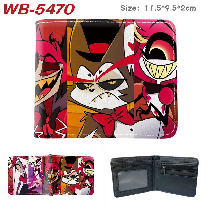 Hazbin Hotel Cartoon Children Short Wallet Portable Anime Printed Pu Purse Bag Card Holder Bus Credit Card Coin Storage Bag Gift